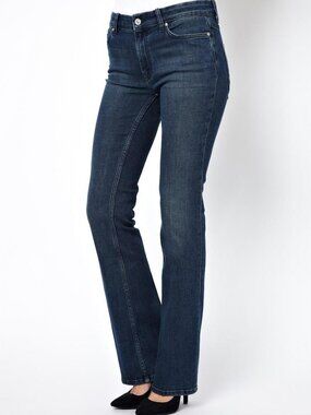 MiH Jeans London Jean Winger Denim wash blue Slim Boot cut Zip Pockets WJ122WG